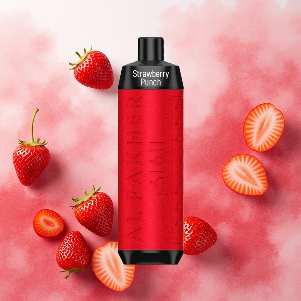 Al Fakher Crown Bar 8000 Cristal Descartável Morango Punch com 18ml e 8000 Puffs atacado brasileiro