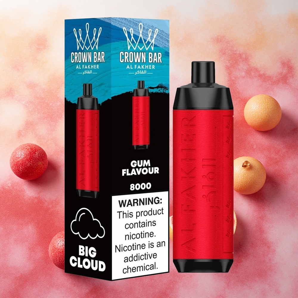 Al Fakher Crown Bar 8000 Cristal Descartável Sabor Chiclete com 18ml de Líquido e Atacado Brasileiro