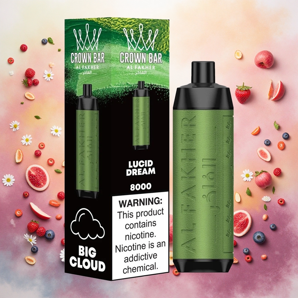 Al Fakher Crown Bar 8000 Cristal Descartável Sonho Lúcido atacado brasileiro 600mah USB-C 18ml 5mg 06ohm 8000 Tragadas