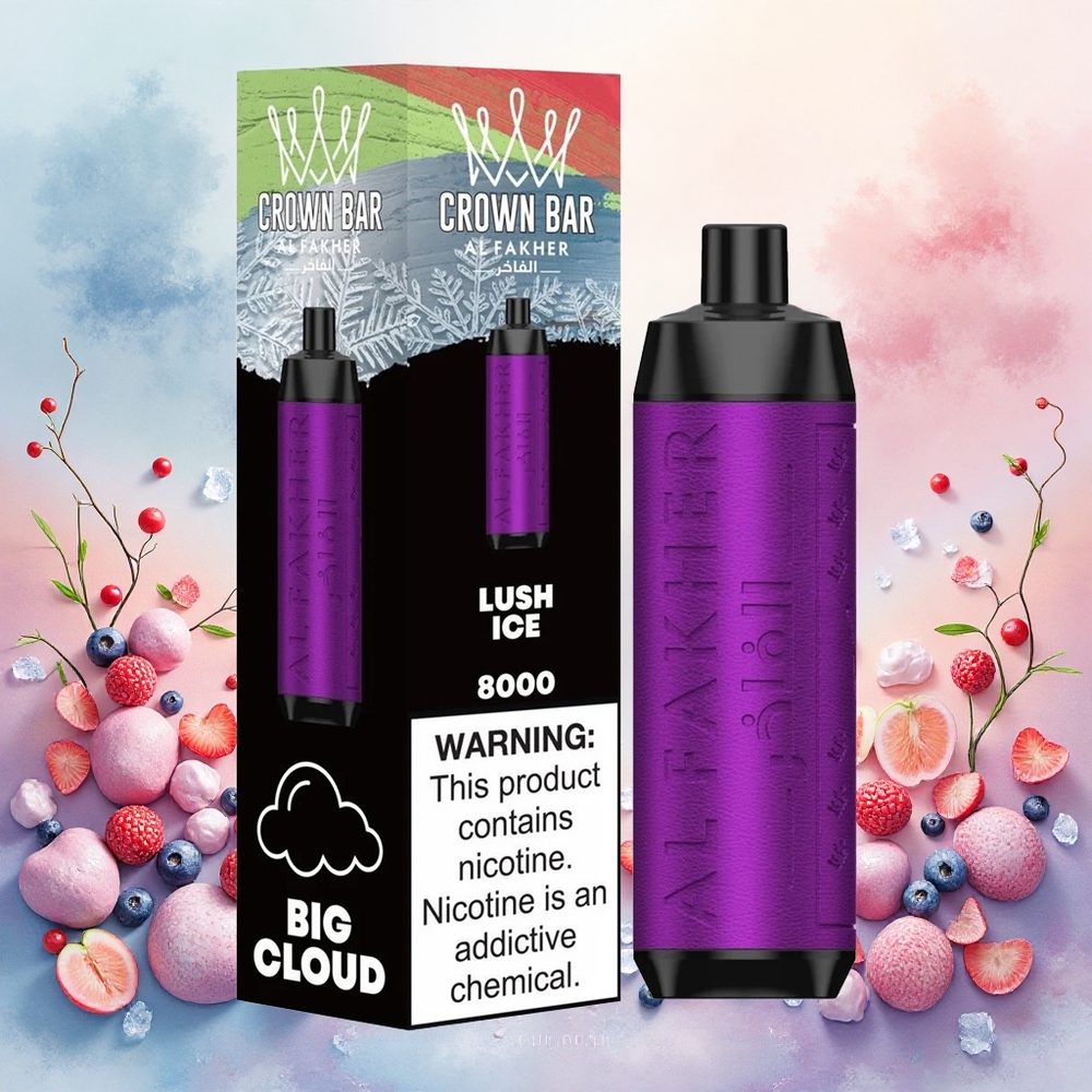 Al Fakher Crown Bar 8000 Crystal Descartável Gelo Exuberante atacado brasileiro 600mah USB-C 18ml 5mg 06ohm 8000 tragadas