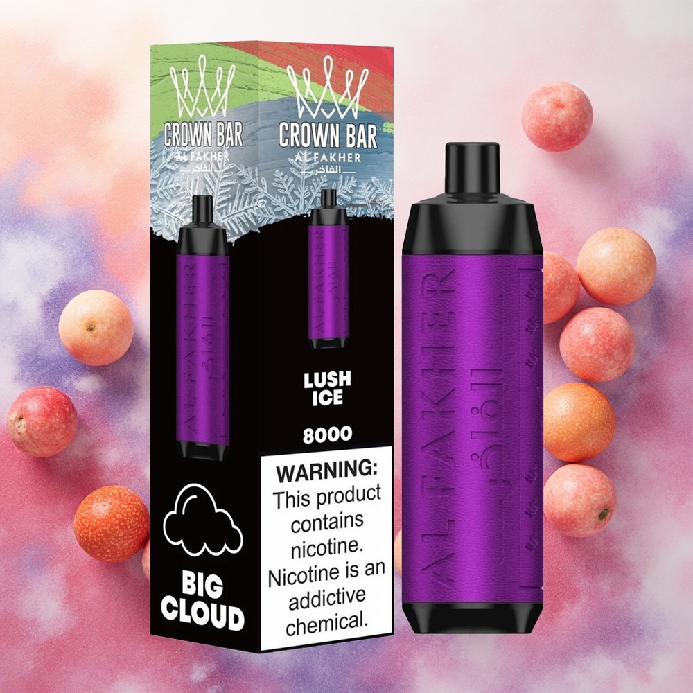 Al Fakher Crown Bar 8000 Crystal Descartável Gelo Lush com 18ml de Líquido e 8000 Puffs atacado brasileiro
