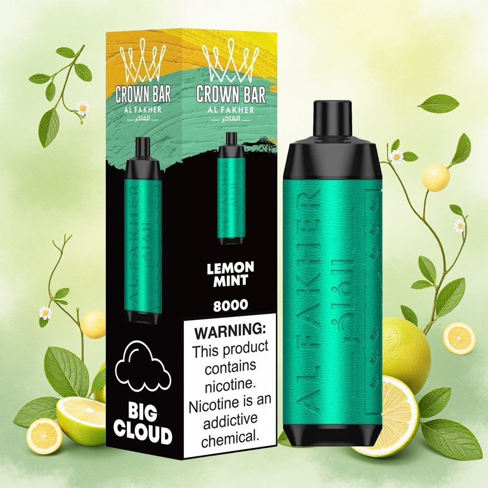Al Fakher Crown Bar 8000 Crystal Descartável Limão Menta atacado brasileiro