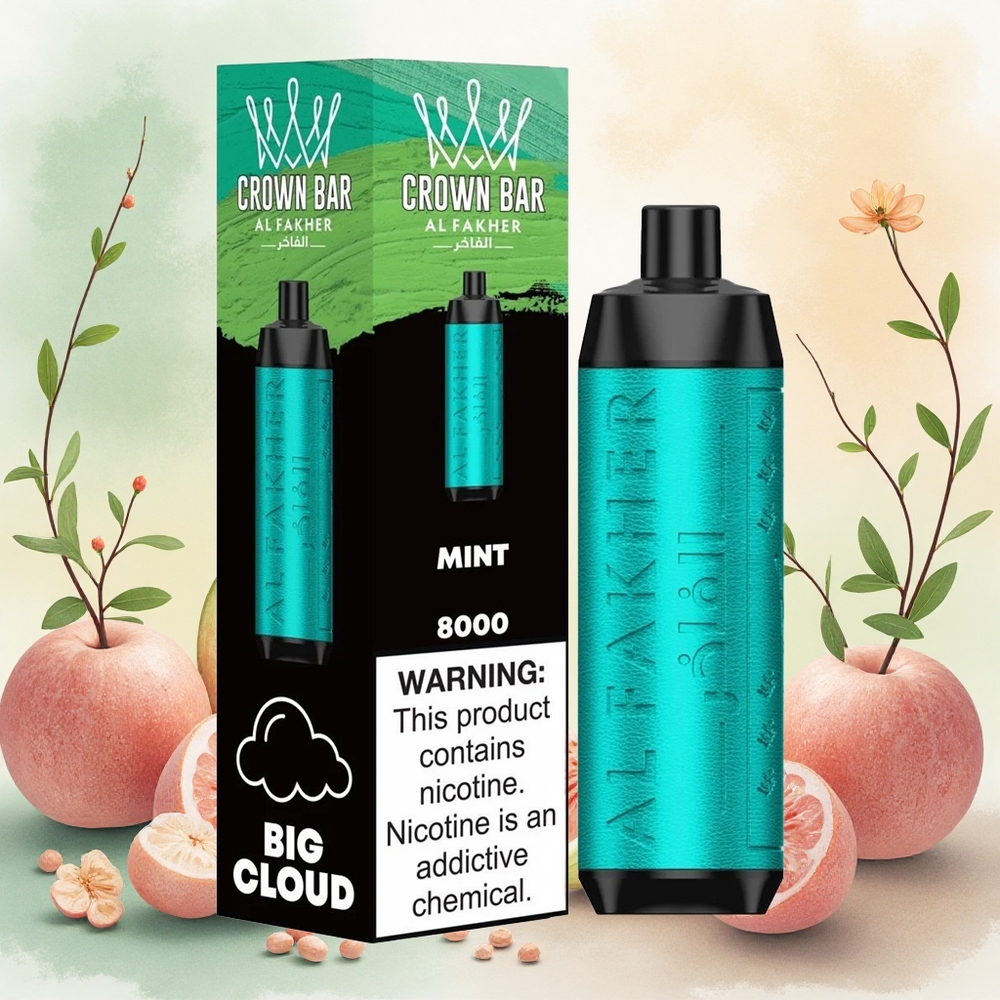 Al Fakher Crown Bar 8000 Crystal Descartável Vape Menta atacado brasileiro