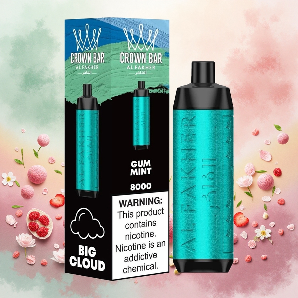 Al Fakher Crown Bar 8000 Crystal Vape Descartável Goma de Menta atacado brasileiro