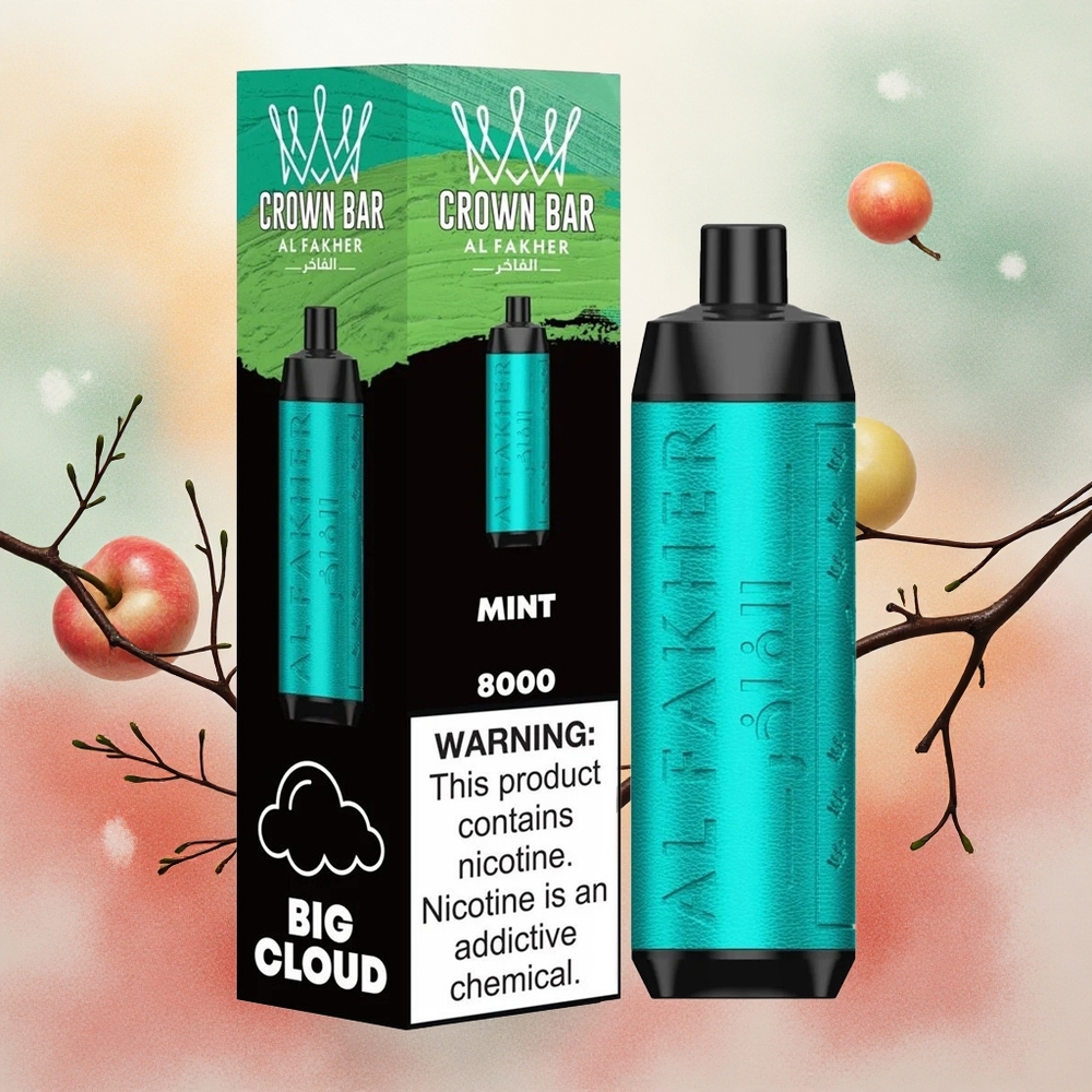 Al Fakher Crown Bar 8000 Crystal Vape Descartável Hortelã com 18ml e-Liquido e 8000 Puffs atacado brasileiro