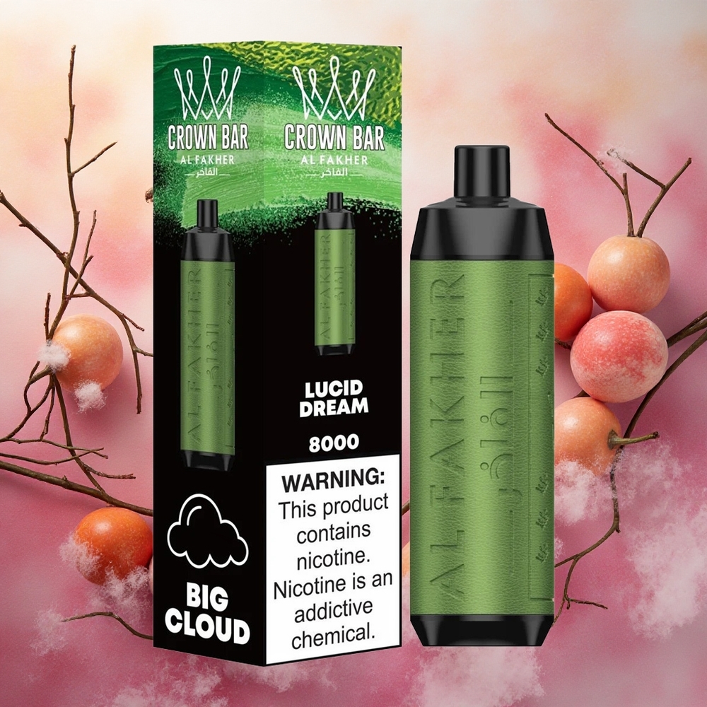 Al Fakher Crown Bar 8000 Crystal Vape Descartável Lucid Dream com 18ml de Líquido e 8000 Puffs atacado brasileiro