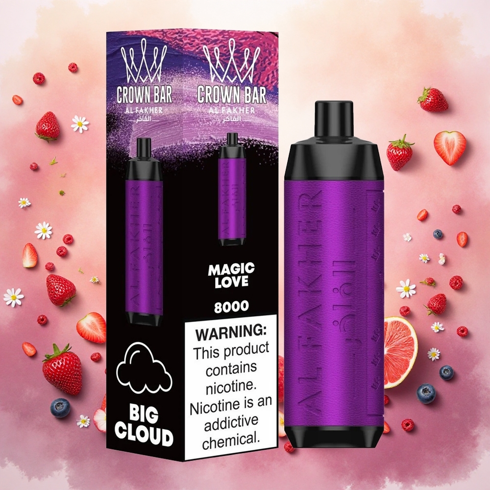 Al Fakher Crown Bar 8000 Crystal Vape Descartável Magia do Amor atacado brasileiro 600mah 18ml 5mg 06ohm