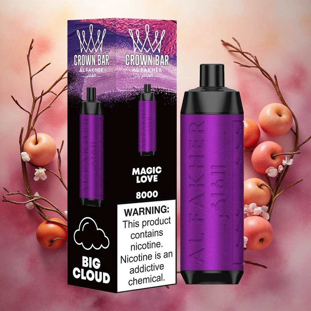 Al Fakher Crown Bar 8000 Crystal Vape Descartável Magic Love com 18ml de Capacidade e Atacado Brasileiro