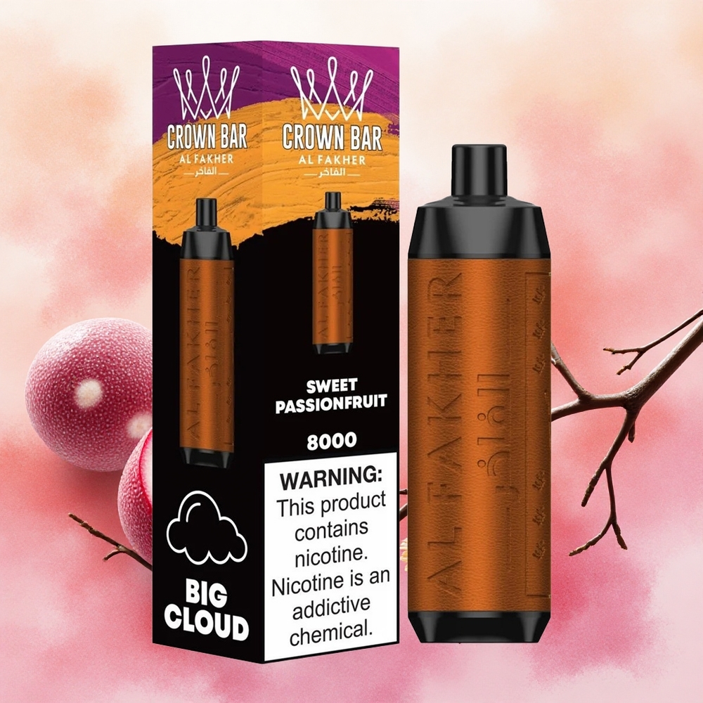 Al Fakher Crown Bar 8000 Crystal Vape Descartável Maracujá Doce 18ml 8000 Puffs atacado brasileiro