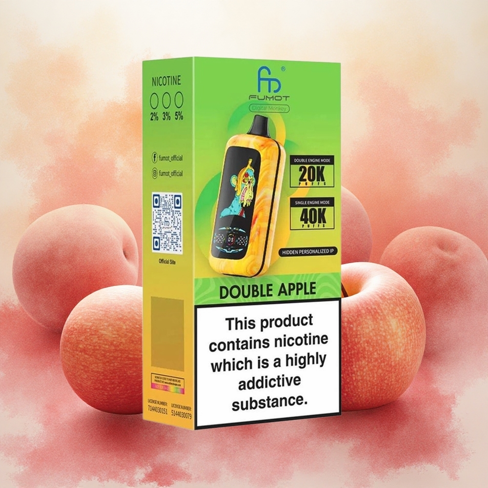 Fumot Digital Monkey 20000/40000 Descartável Vape Maçã Dupla com 40000 Puffs e Dual Mesh Coil - Atacado Brasileiro