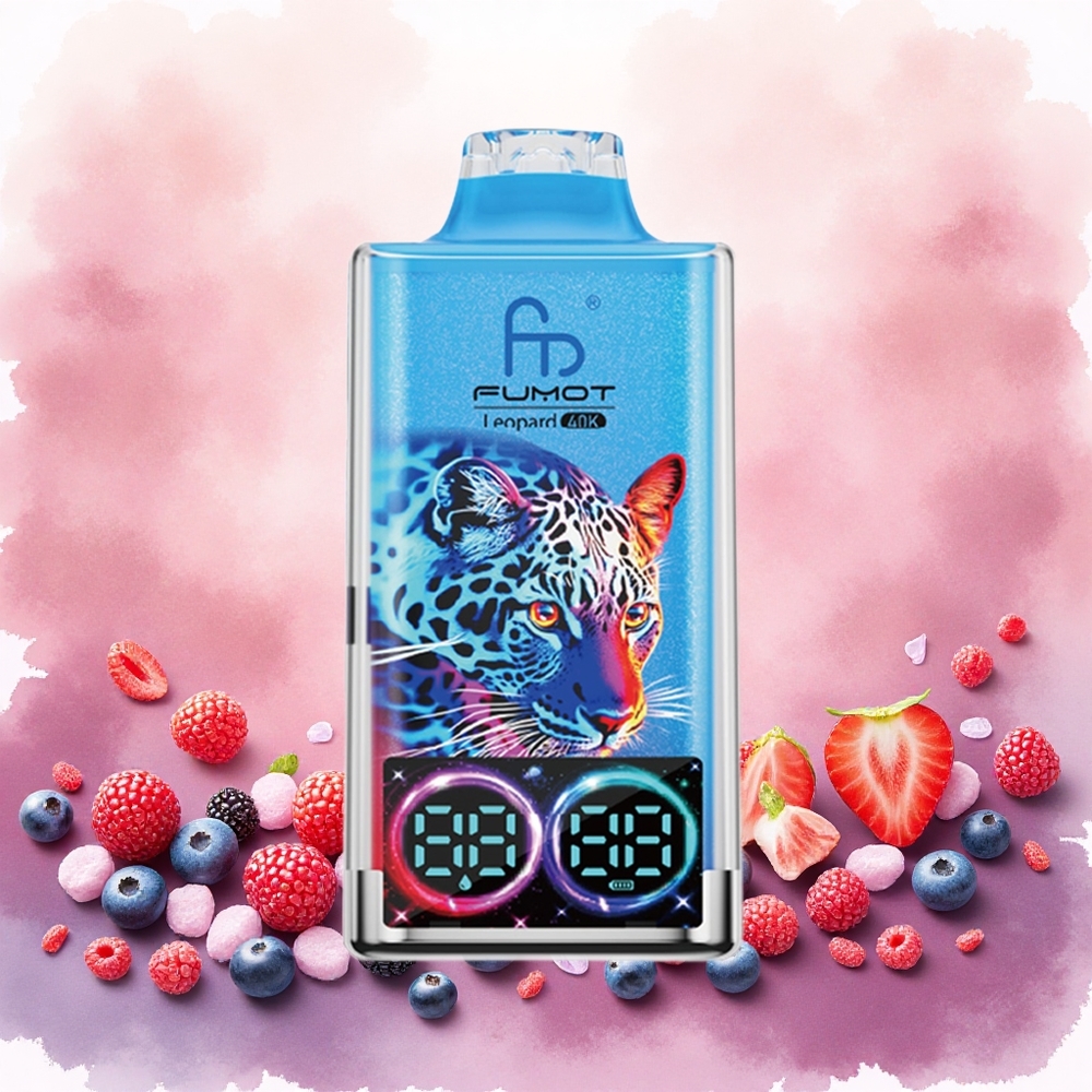 Fumot Leopard 40K Puffs Descartável Misto de Frutas Vermelhas 0-5 Nicotina 700mAh Bobina de Malha Dupla Display Digital atacado brasileiro