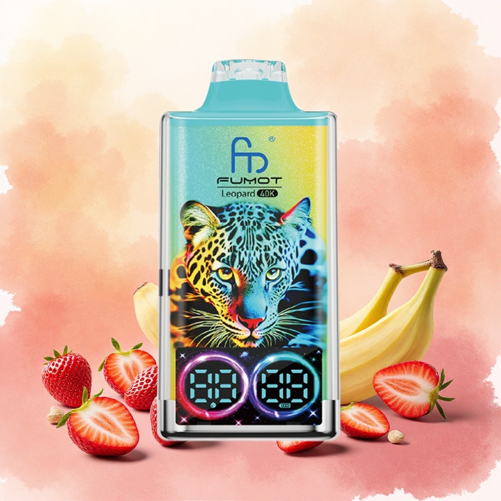 Fumot Leopard 40K Puffs Descartável Morango Banana 0-5 Nicotina 700mAh Bobina de Malha Dupla Display Digital atacado brasileiro