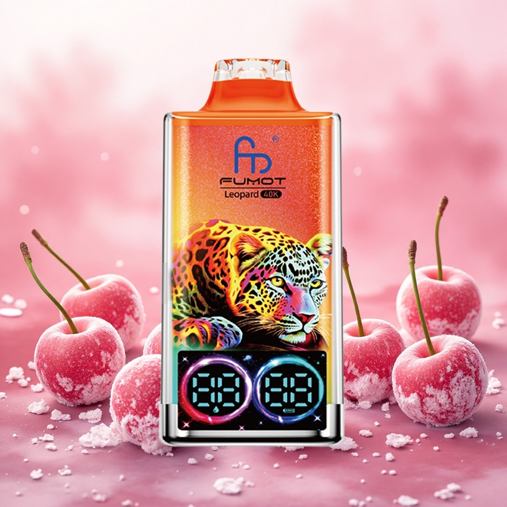 Fumot Leopard 40K Puffs Vape Descarga Gelada de Cereja 0-5 Nicotina 700mAh Bateria Bobina de Malha Dupla Digital atacado brasileiro