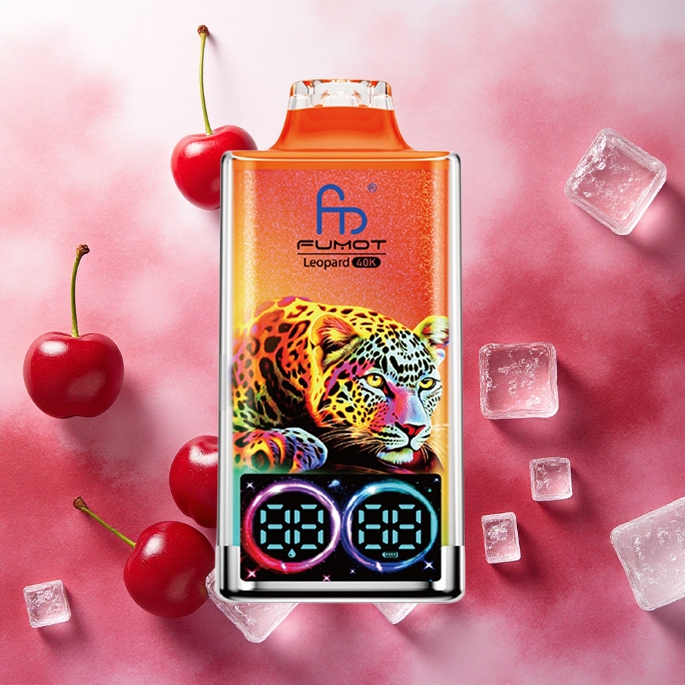 Fumot Leopard 40K Puffs Vape Descartável Cereja Gelo com Bateria 700mAh e Dual Mesh - Atacado Brasileiro