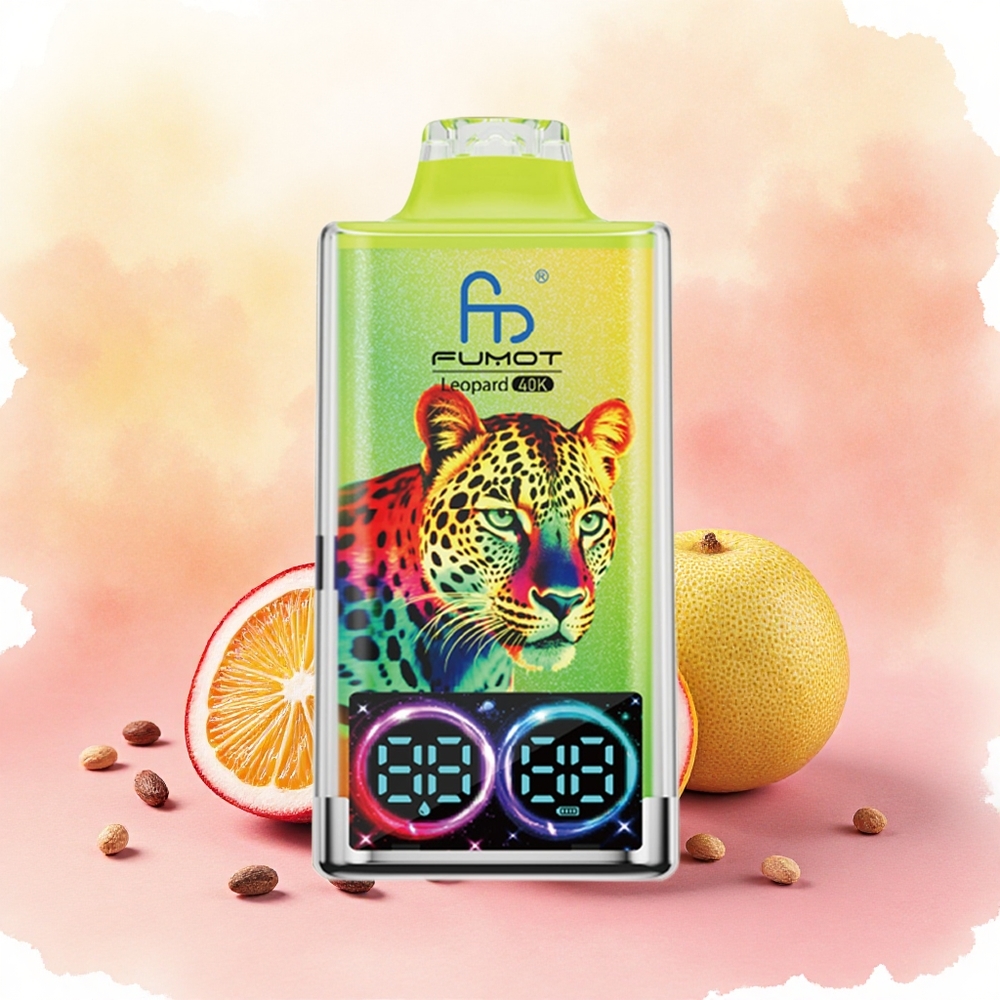Fumot Leopard 40K Puffs Vape Descartável Kiwi Maracujá Goiaba 0-5 Nicotina 700mAh Bobina de Malha Dupla Digital atacado brasileiro