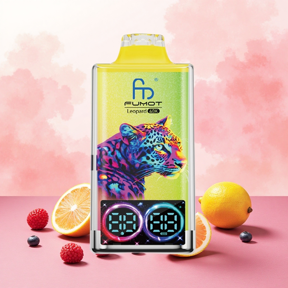 Fumot Leopard 40K Puffs Vape Descartável Limonada Rosa atacado brasileiro 0 2 3 5 Nicotina 700mAh Bobina de Malha Dupla Display Digital