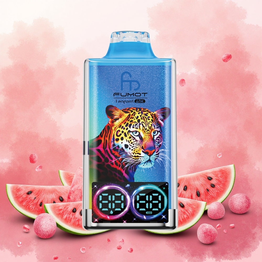 Fumot Leopard 40K Puffs Vape Descartável Melancia Chiclete 0-5 Nicotina 700mAh Bobina de Malha Dupla Display Digital atacado brasileiro