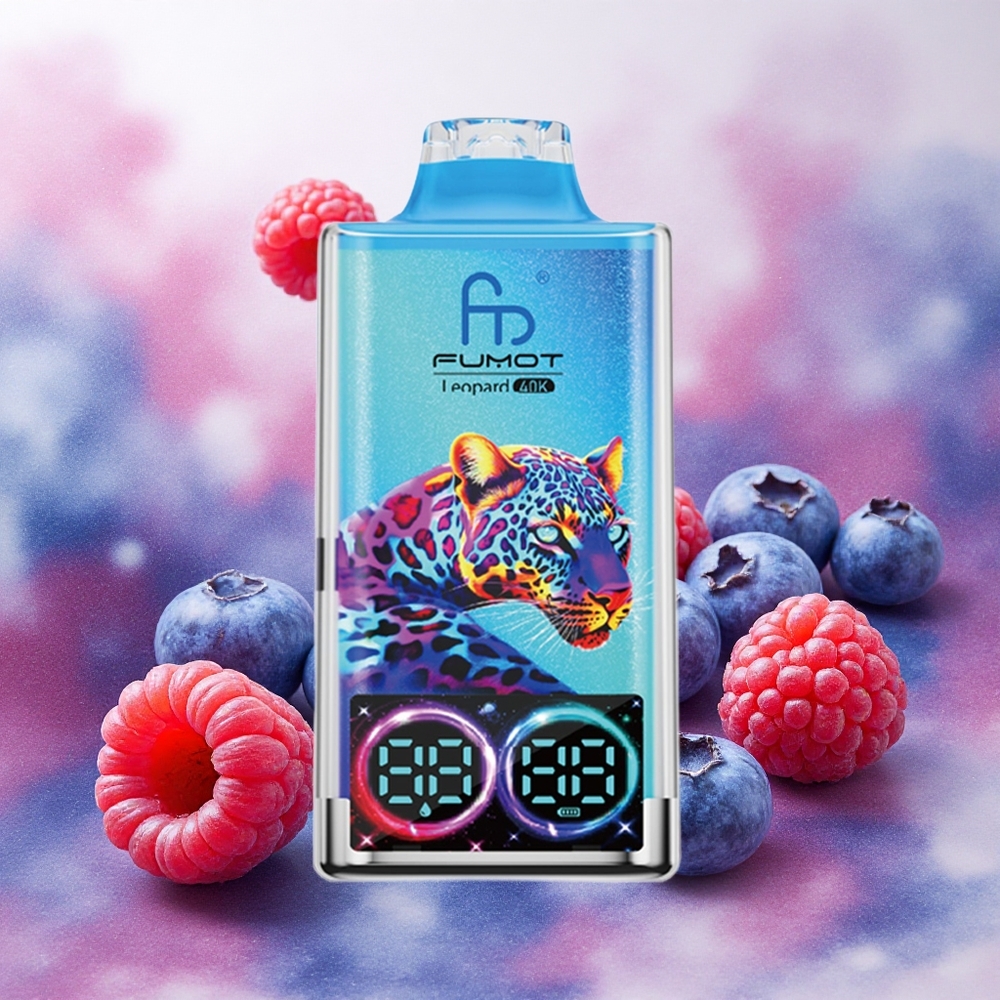 Fumot Leopard 40K Puffs Vape Descartável Mirtilo Framboesa Dual Mesh 700mAh Tipo-C atacado brasileiro