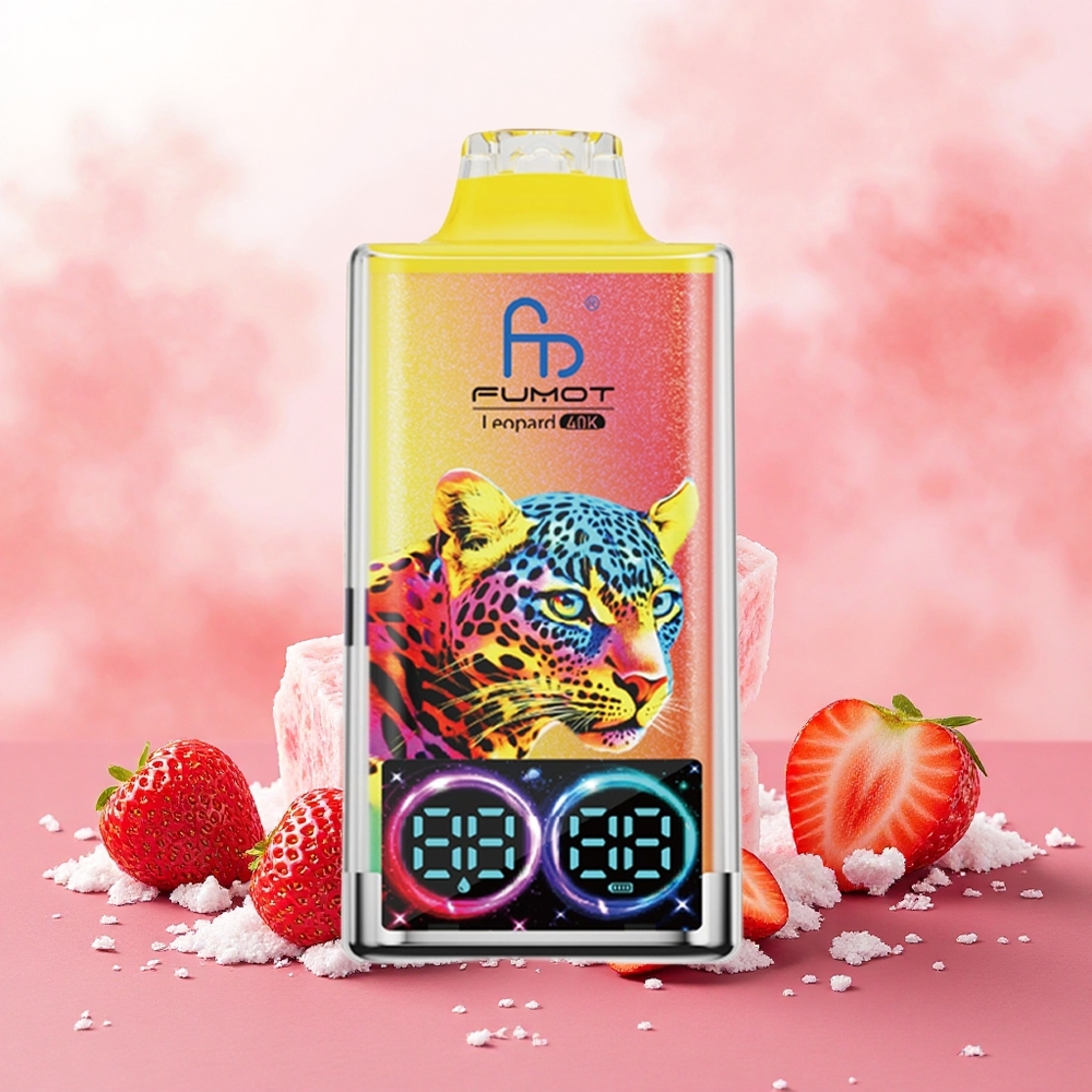 Fumot Leopard 40K Puffs Vape Descartável Morango Gelo atacado brasileiro 0-5 Nicotina 700mAh Bobina de Malha Dupla Display Digital
