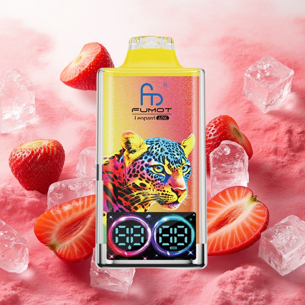 Fumot Leopard 40K Puffs Vape Descartável Morango Gelo com Bateria 700mAh e Carregamento Type-C atacado brasileiro