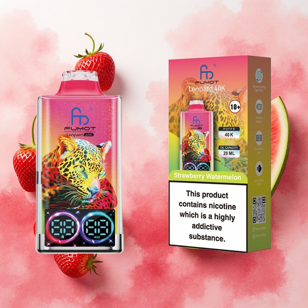 Fumot Leopard 40K Puffs Vape Descartável Morango Melancia Dual Mesh 0 2 3 5 Nicotina atacado brasileiro