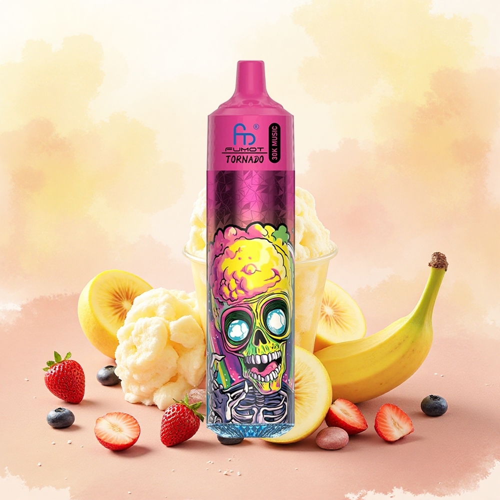 Fumot RandM Tornado 30000 Puffs Vape Descarte Banana Ice 30mL 2/5 10 Ohm 600mAh LED atacado brasileiro