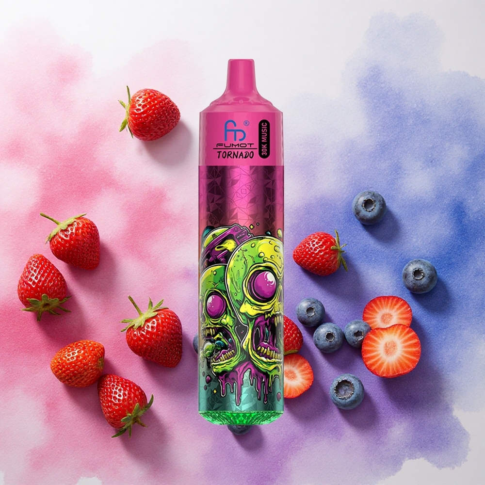 Fumot RandM Tornado 30000 Puffs Vape Descartável Morango Mirtilo 30mL 600mAh atacado brasileiro