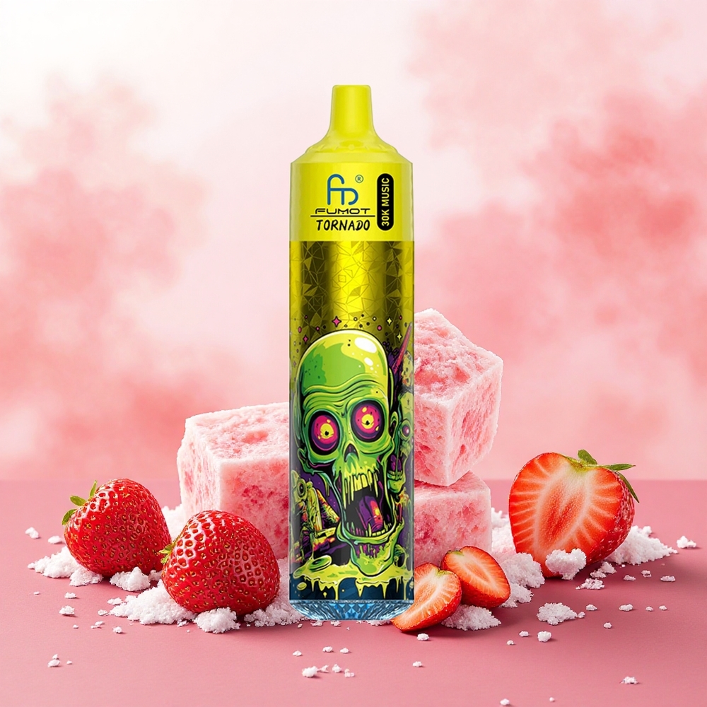 Fumot RandM Tornado 30000 Puffs Vape Descongelante de Morango 30mL 5 600mAh LED atacado brasileiro