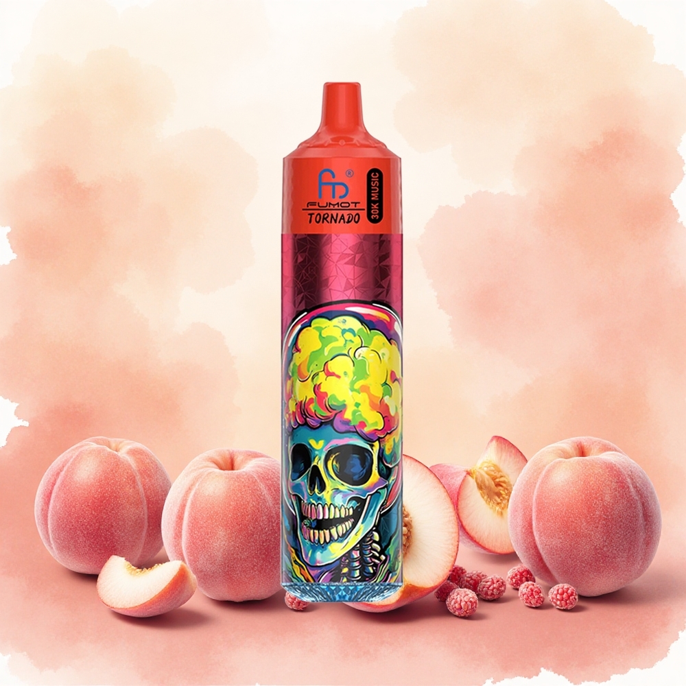 Fumot RandM Tornado 30000 Puffs Vape Pêssego e Frutas Vermelhas 30mL 600mAh recarregável LED atacado brasileiro 2 5 10 Ohm mesh
