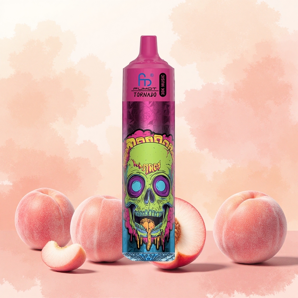 Fumot RandM Tornado 30000 Puffs Vapeador Descartável Pêssego Gelo atacado brasileiro 30mL 2/5 600mAh LED 10 Ohm