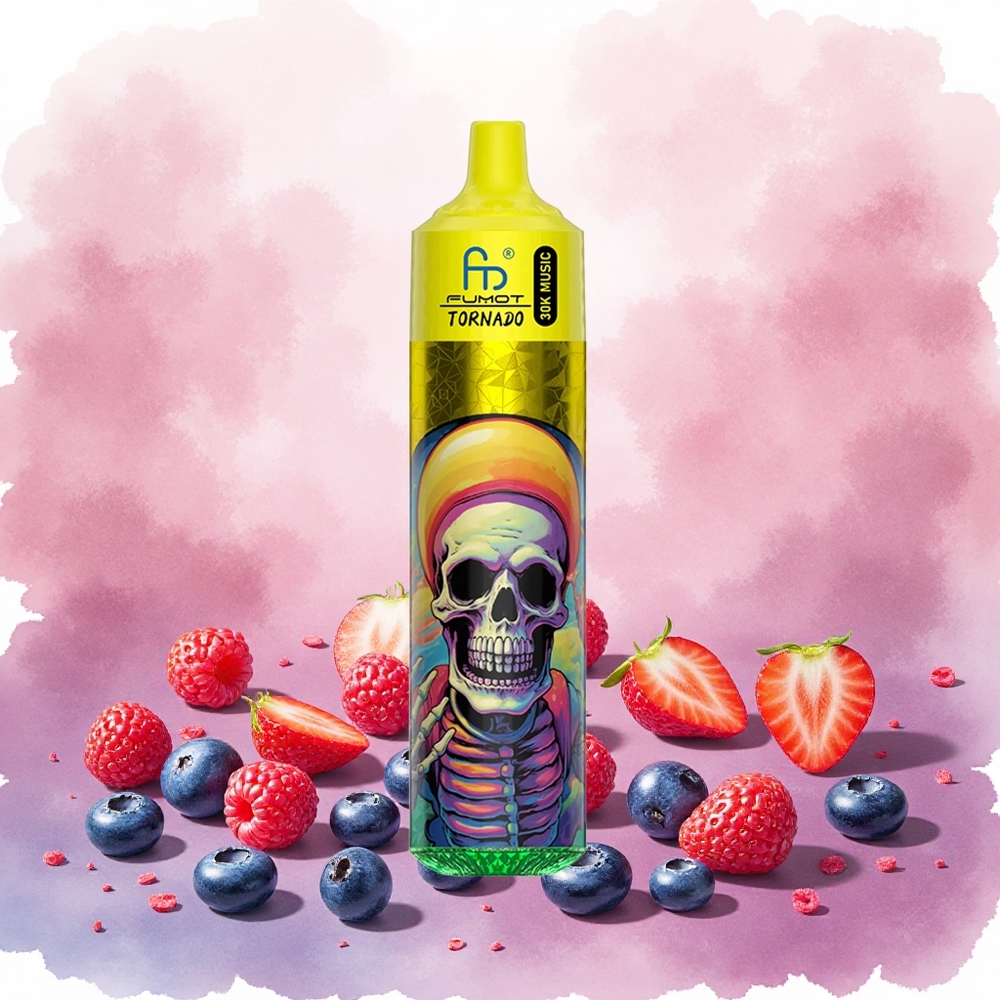 Fumot Randm Tornado 30000 Puffs Vape Descartável Morango Mirtilo Framboesa 30mL 600mAh Recarregável 10 Ohm LED 2/5 atacado brasileiro