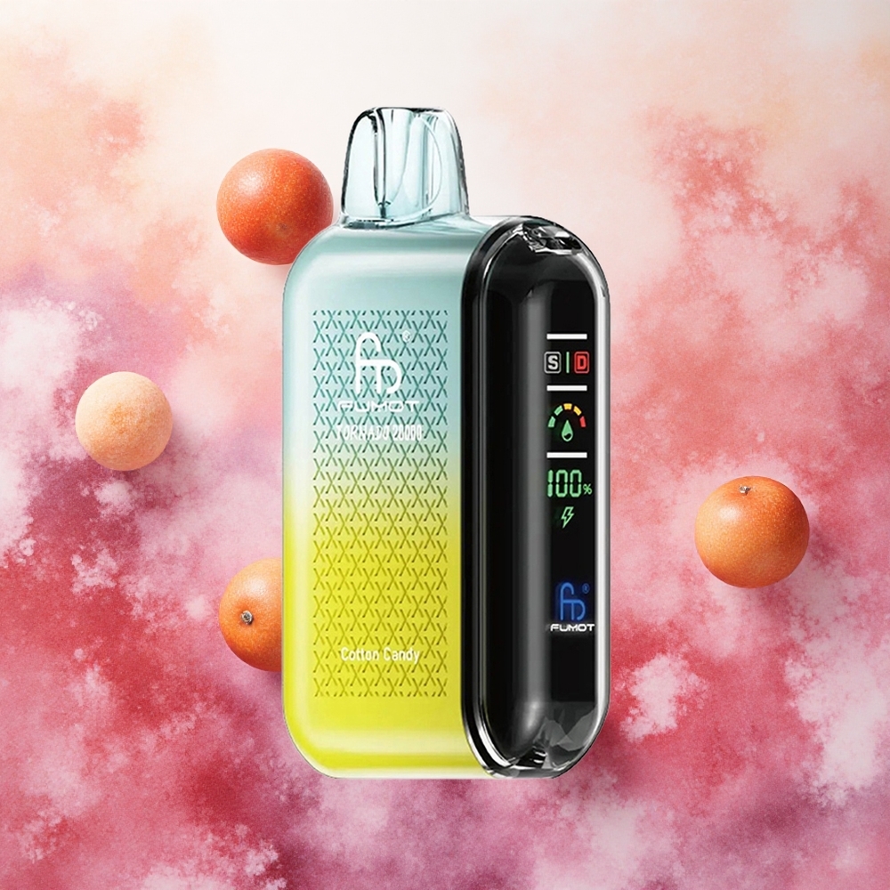 Fumot Tornado 20000 Puffs Vape Algodão Doce com Bateria Recarregável 850mAh e Atacado Brasileiro