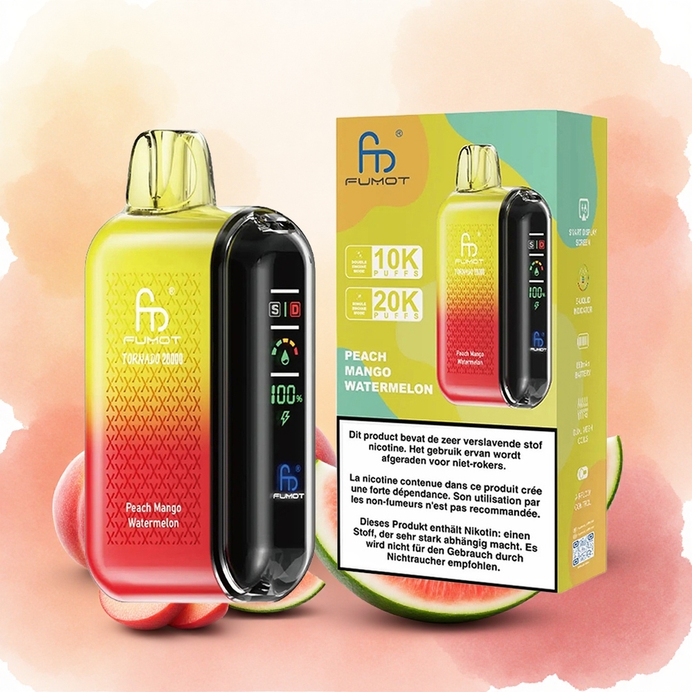 Fumot Tornado 20000 Puffs Vape Descarga Pêssego Manga Melancia atacado brasileiro