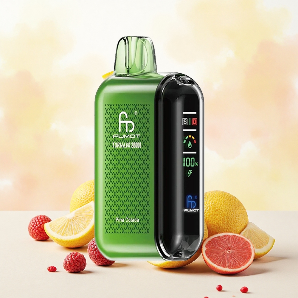 Fumot Tornado 20000 Puffs Vape Descartável Pina Colada Bobina de Malha Dupla 2 Nicotina atacado brasileiro