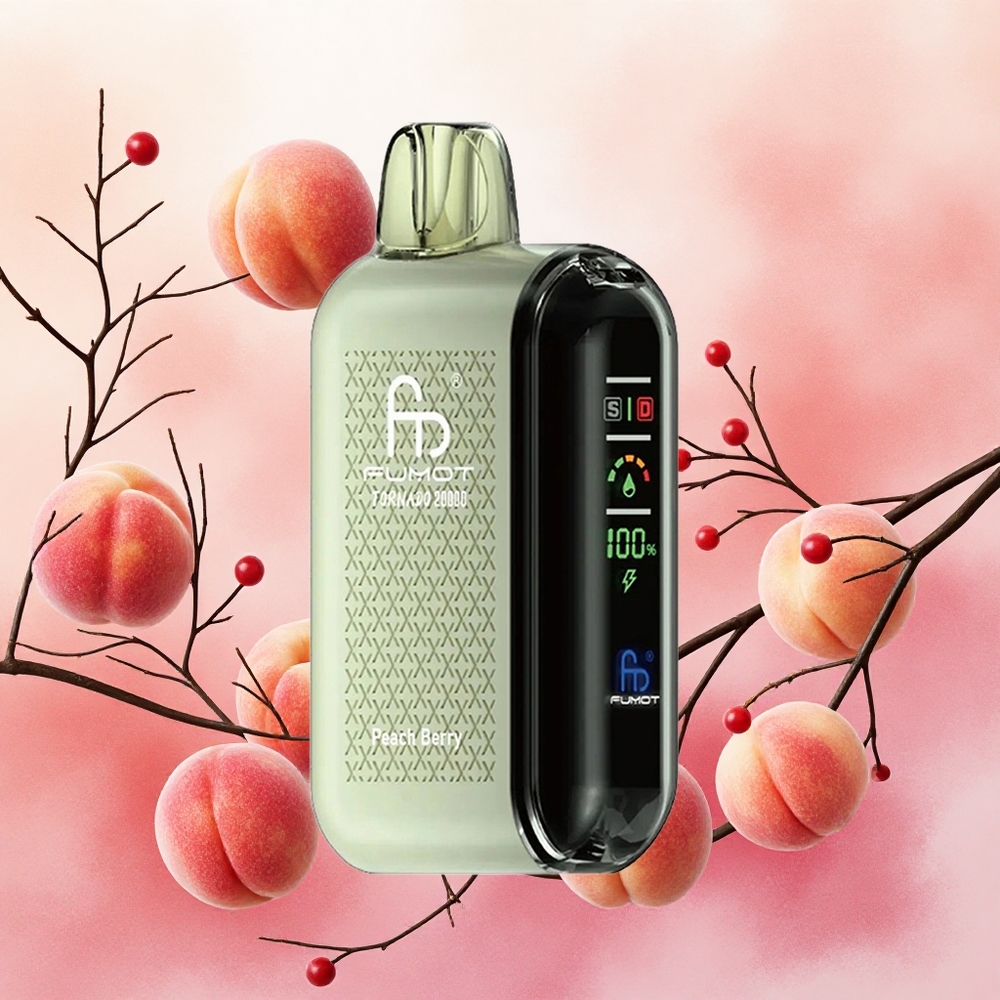 Fumot Tornado 20000 Puffs Vape Descarteável Pêssego e Frutas Vermelhas com Bateria Recarregável 850mAh e Atacado Brasileiro