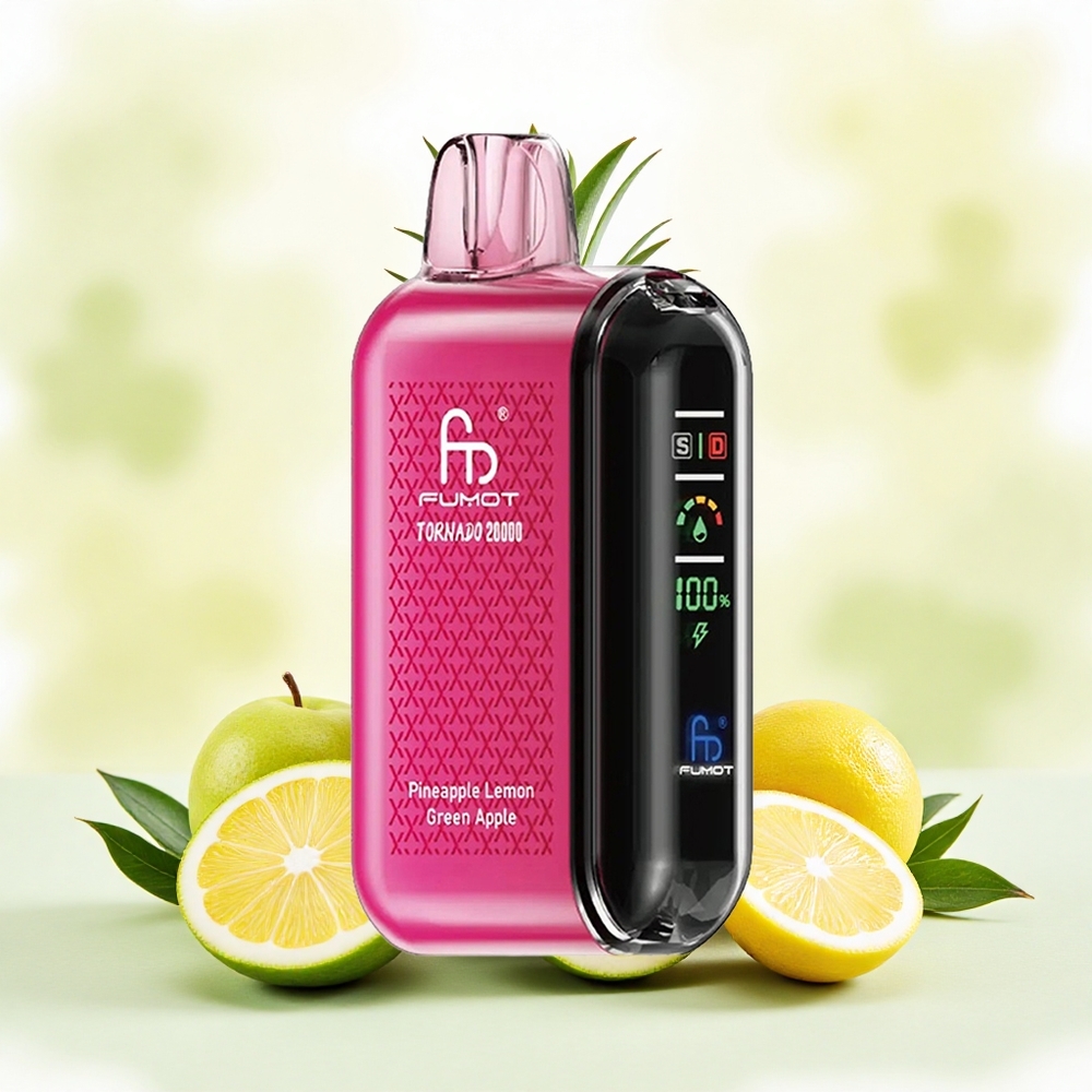 Fumot Tornado 20000 Puffs Vape Descartável Abacaxi Limão Maçã Verde Bobina de Malha Dupla 20ml 850mAh atacado brasileiro