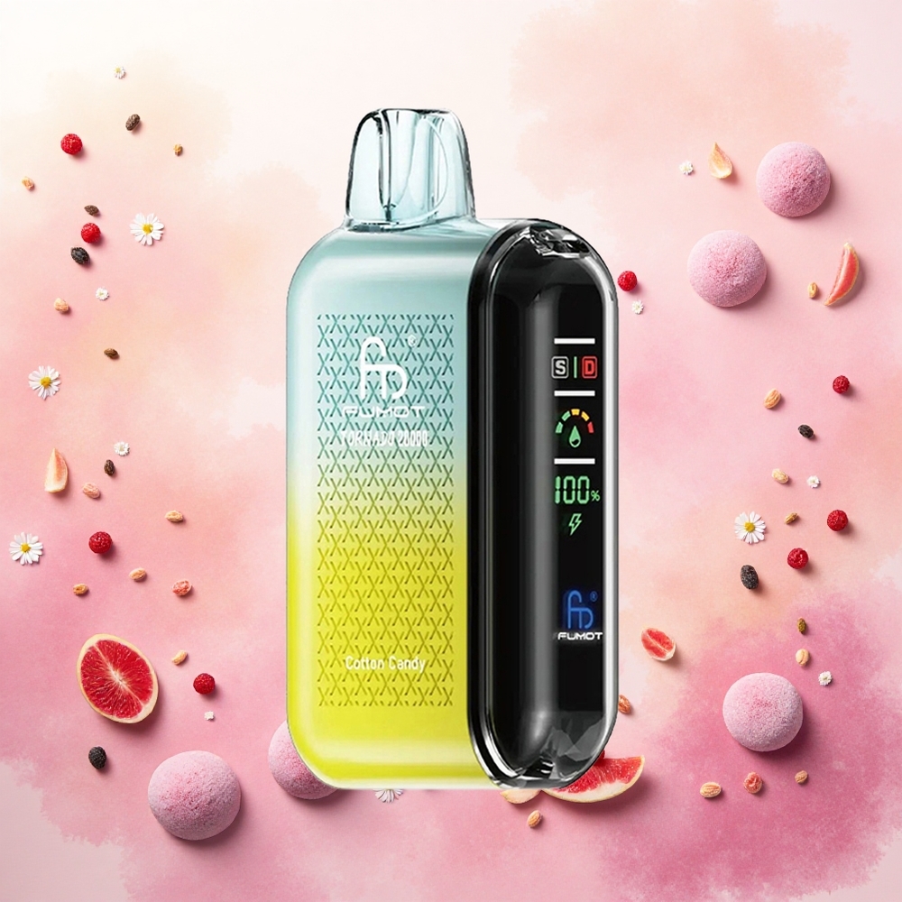 Fumot Tornado 20000 Puffs Vape Descartável Algodão Doce atacado brasileiro Bobina de Malha Dupla 20ml 850mAh
