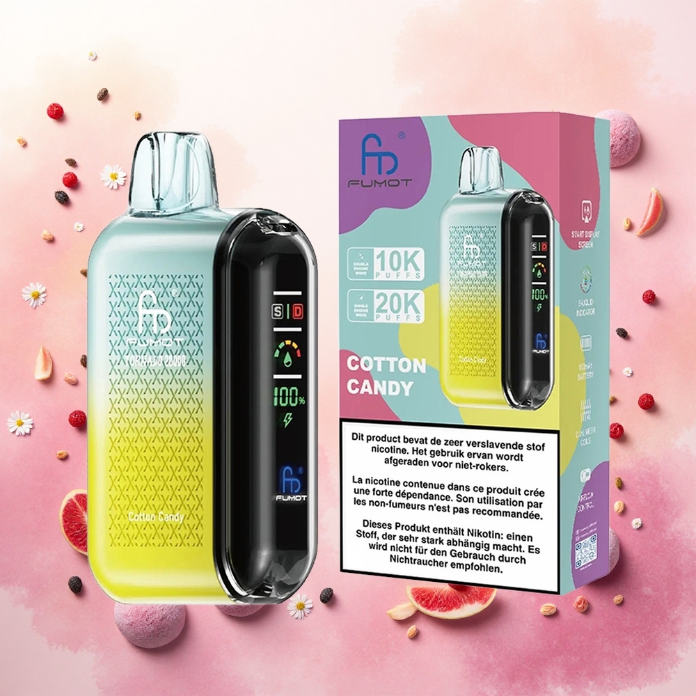 Fumot Tornado 20000 Puffs Vape Descartável Algodão Doce atacado brasileiro Bobina de Malha Dupla 20ml 850mAh