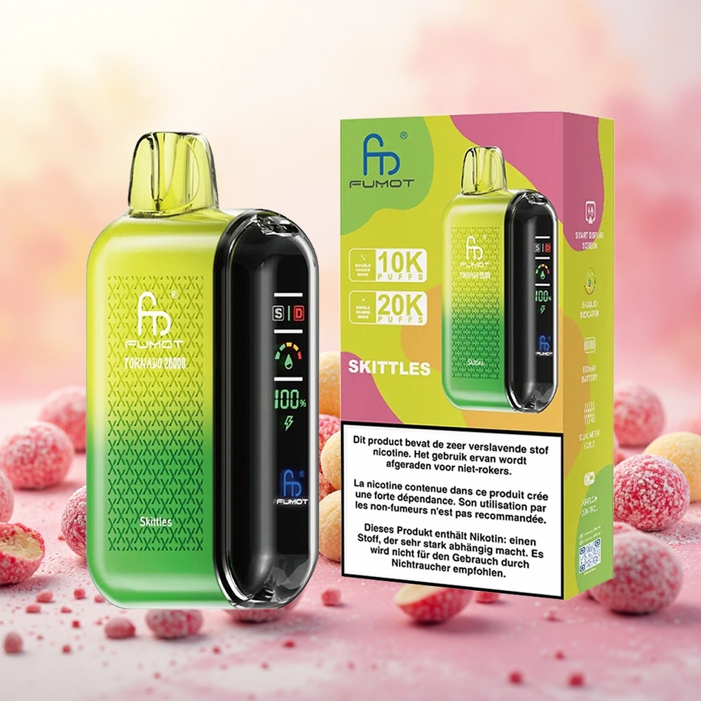 Fumot Tornado 20000 Puffs Vape Descartável Arco-Íris atacado brasileiro Bateria 850mAh 2 Nicotina