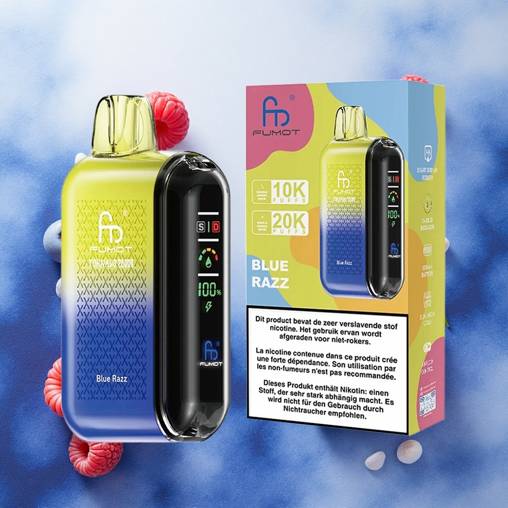 Fumot Tornado 20000 Puffs Vape Descartável Blue Framboesa Dual Mesh Coil atacado brasileiro