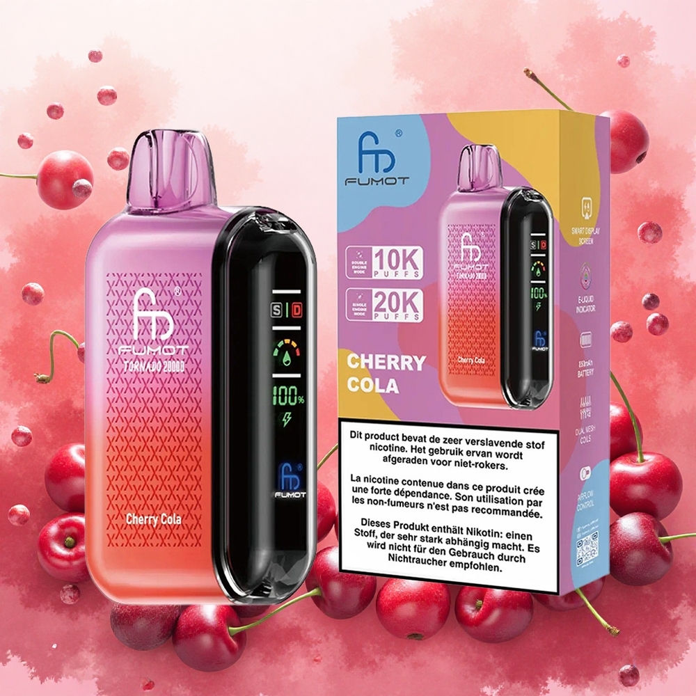 Fumot Tornado 20000 Puffs Vape Descartável Cereja Cola atacado brasileiro