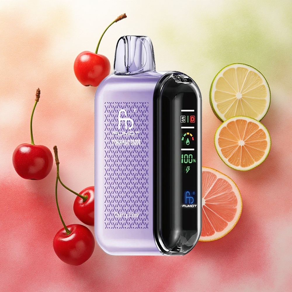 Fumot Tornado 20000 Puffs Vape Descartável Cereja Lima Dual Mesh atacado brasileiro