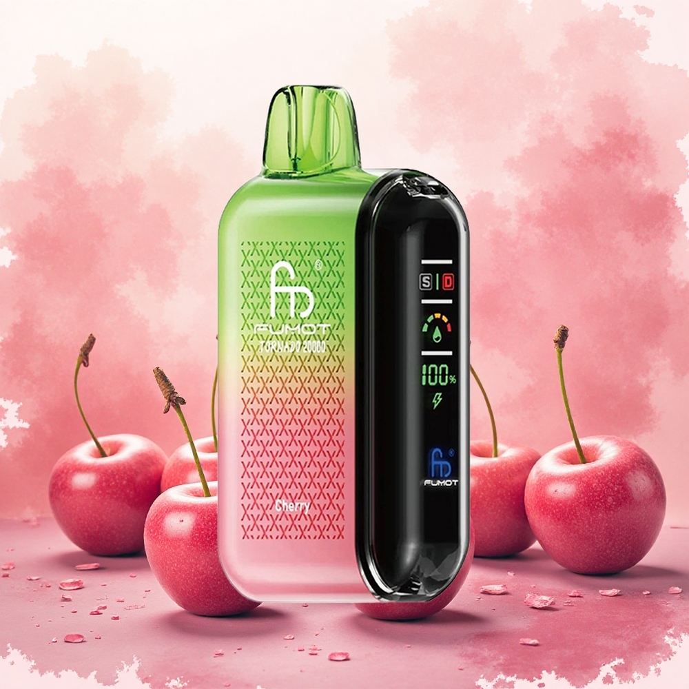 Fumot Tornado 20000 Puffs Vape Descartável Cereja atacado brasileiro Bobina de Malha Dupla 20ml 850mAh