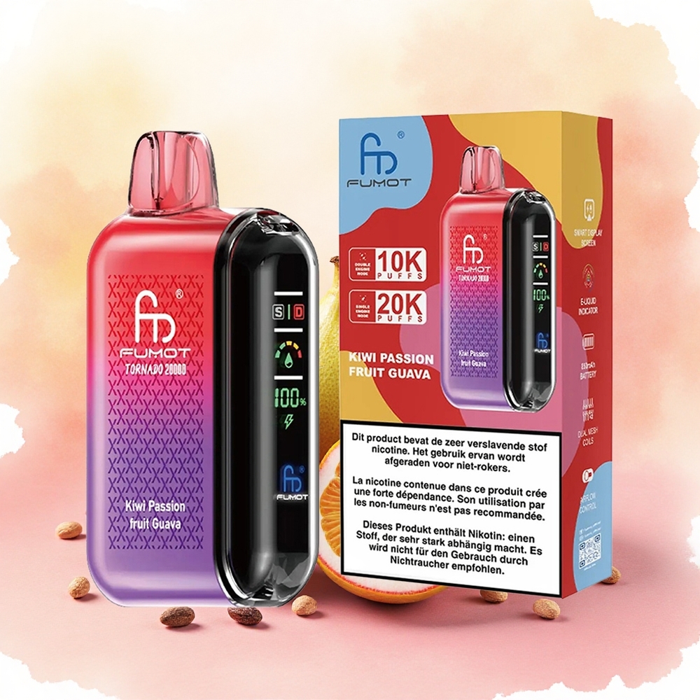 Fumot Tornado 20000 Puffs Vape Descartável Kiwi Maracujá Goiaba atacado brasileiro Bobina de Malha Dupla 20ml 850mAh