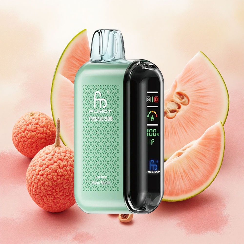 Fumot Tornado 20000 Puffs Vape Descartável Lichia Melão Hami com Bateria Recarregável 850mAh e Controle de Fluxo de Ar atacado brasileiro