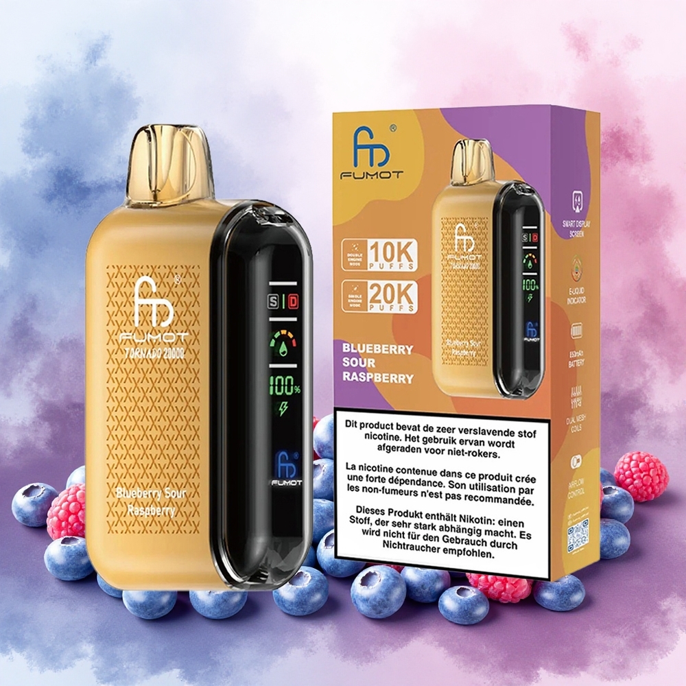 Fumot Tornado 20000 Puffs Vape Descartável Mirtilo Framboesa Azeda atacado brasileiro 20ml 850mAh Bobina de Malha Dupla