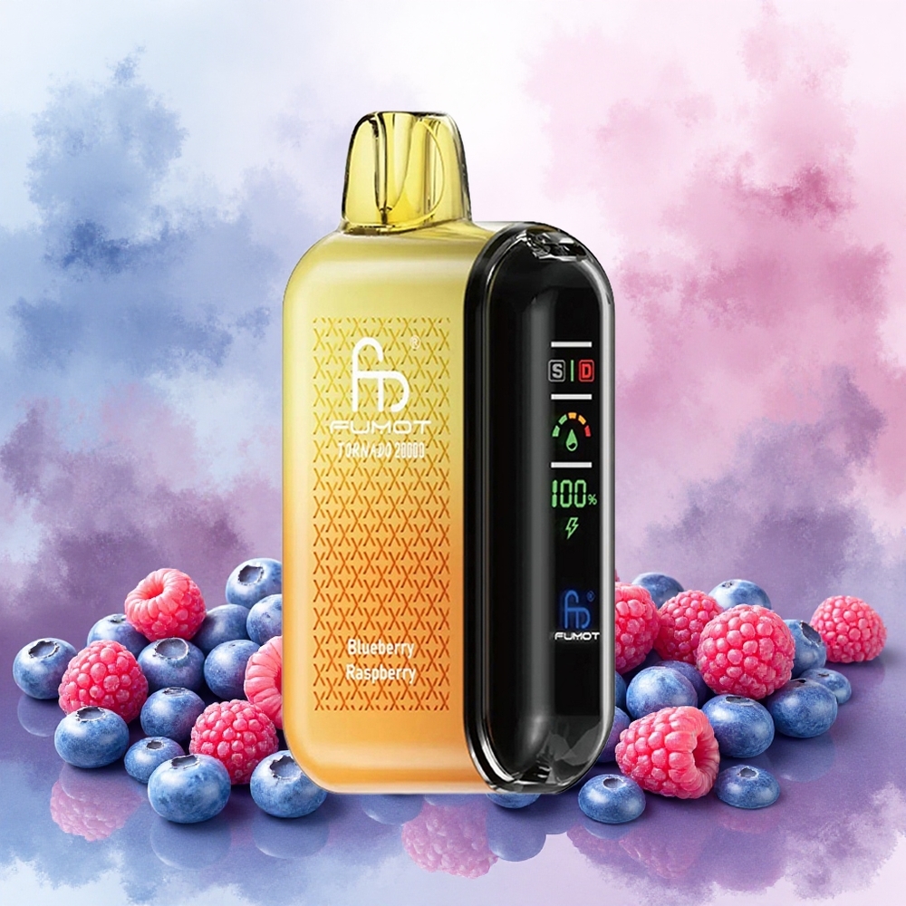 Fumot Tornado 20000 Puffs Vape Descartável Mirtilo Framboesa Bobina de Malha Dupla2 Nicotine atacado brasileiro