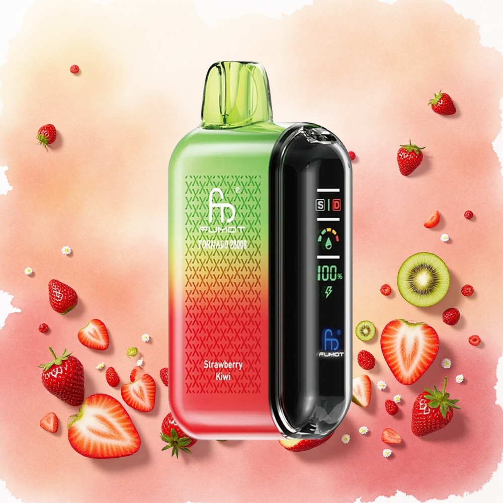 Fumot Tornado 20000 Puffs Vape Descartável Morango Kiwi atacado brasileiro Bobina de Malha Dupla 20ml 850mAh