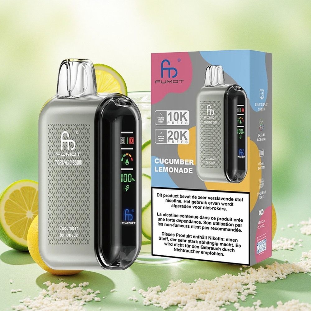 Fumot Tornado 20000 Puffs Vape Descartável Pepino Limonada Atacado Brasileiro