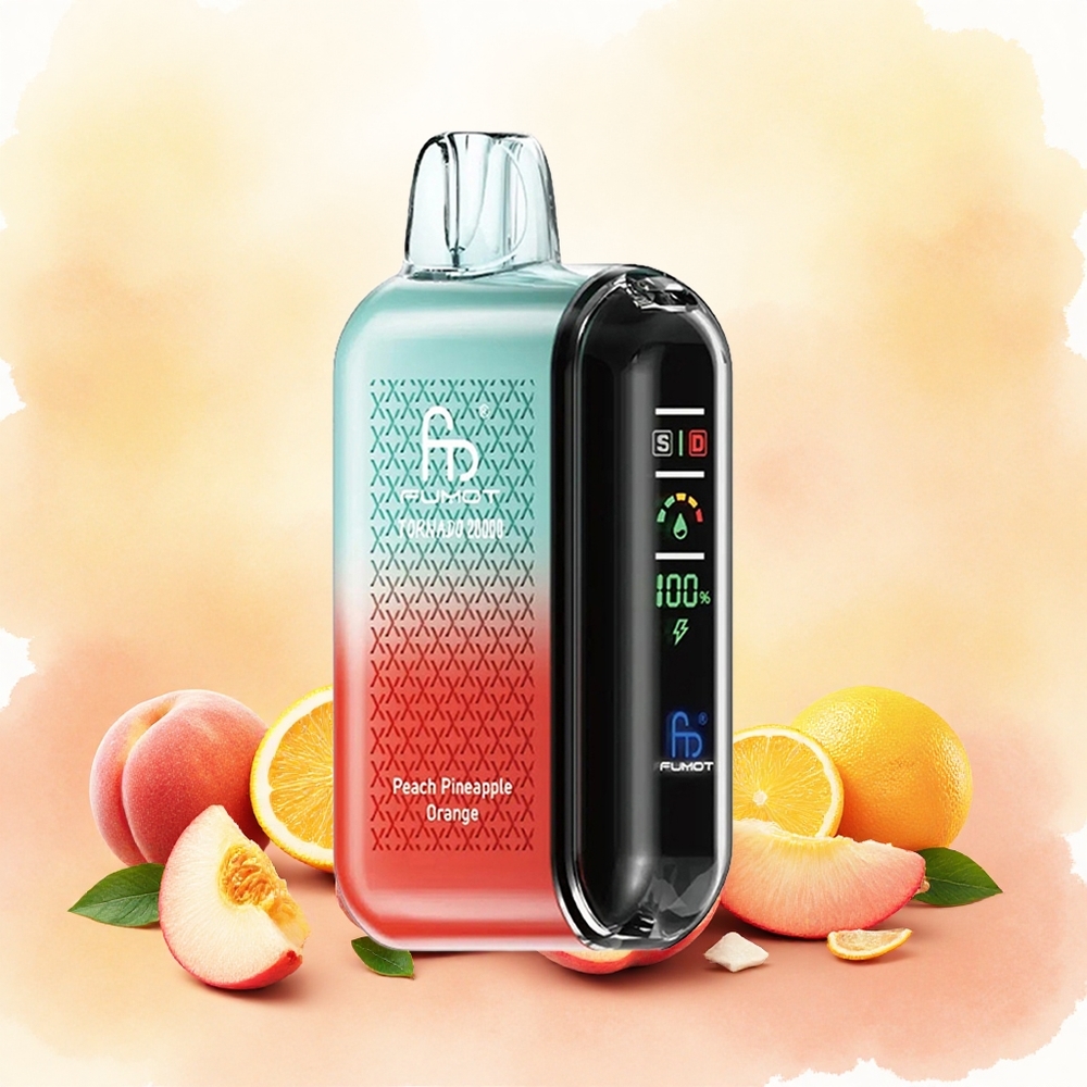 Fumot Tornado 20000 Puffs Vape Descartável Pêssego Abacaxi Laranja 2 Nicotina atacado brasileiro